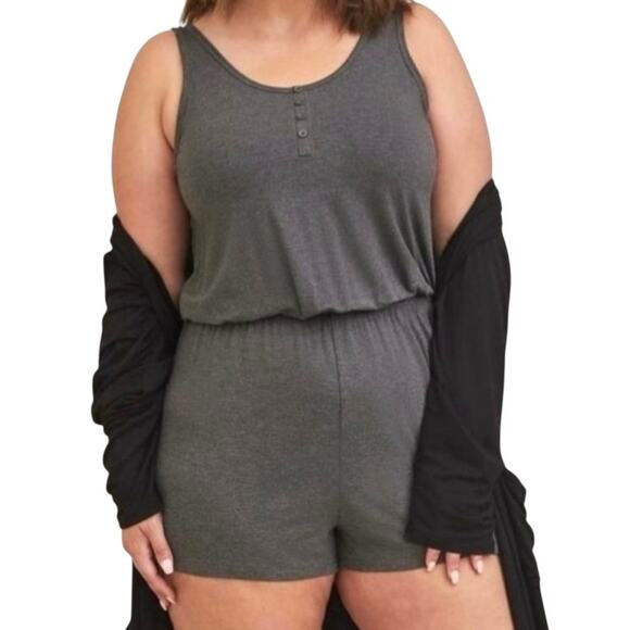 torrid Pants - Torrid Super Soft Sleep 1 henley knit romper short one piece SH2 2793